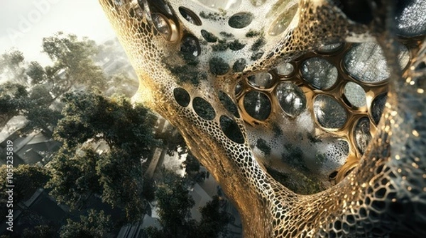 Fototapeta Digital textures inspired by the circular economy for design projects. By combining sustainability