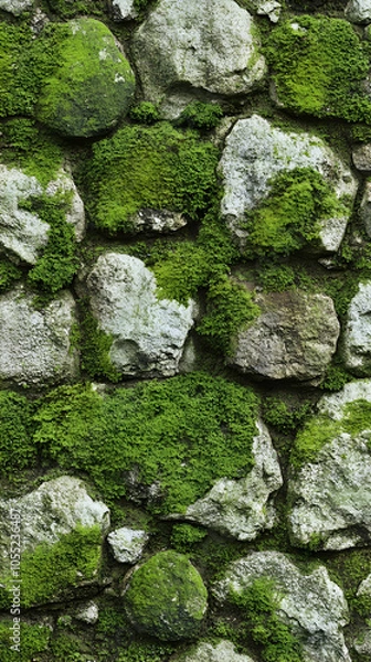 Obraz Lush green moss on a rugged stone wall, seamless natural background texture -