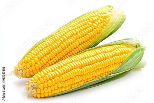 Fototapeta Fresh corn isolated on white background with clipping path.