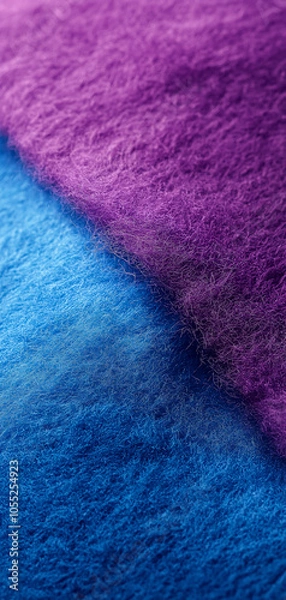 Fototapeta felt material, wool felt texture, soft wool towel, blue and purple fabric, textile



