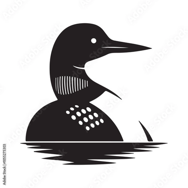 Fototapeta A Loon silhouette vector illustration.