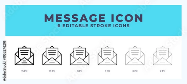 Fototapeta Message line icon with different stroke. Vector illustration.