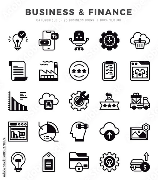 Fototapeta Business & Finance Lineal Filled icons collection. Lineal Filled icons pack. Vector illustration
