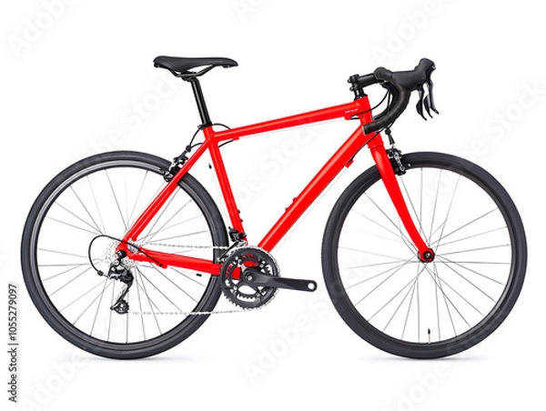 Fototapeta Side view racing bicycle, isolated on white background