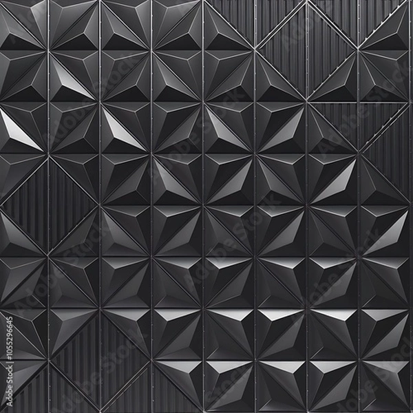Fototapeta Close-up view of black shiny abstract geometric background