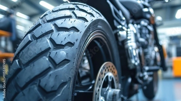 Obraz Industrial rubber processing plant focused on creating rugged motorcycle tires.