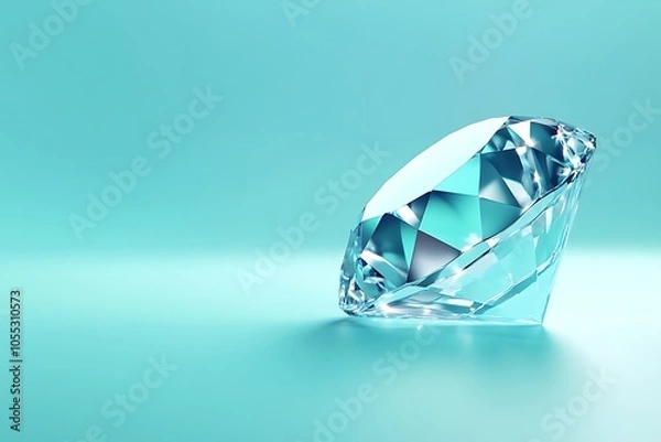 Fototapeta Sparkling Diamond on Blue Background