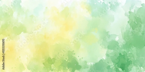 Fototapeta Soft Yellow and Green Watercolor Spring Background