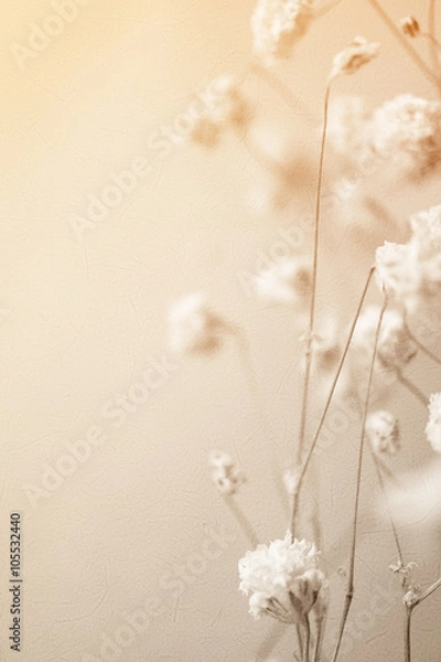 Fototapeta weed flowers in vintage color style on mulberry paper texture for background
