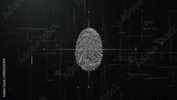 Fototapeta Digital Fingerprint Against a High-Tech Data Background