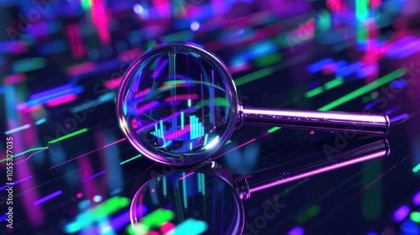 Obraz Magnifying Glass on a Neon Background