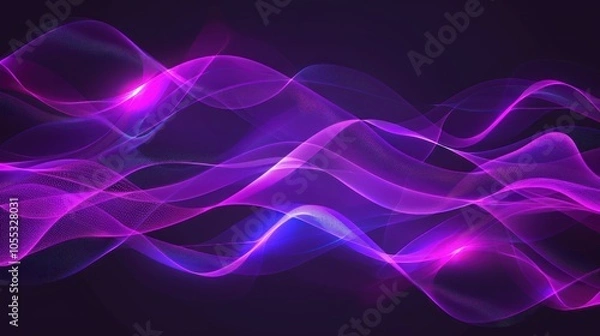 Obraz Abstract Purple and Blue Waves on Dark Background