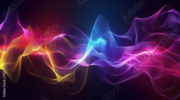Obraz Abstract Neon Wave with Colorful Lines
