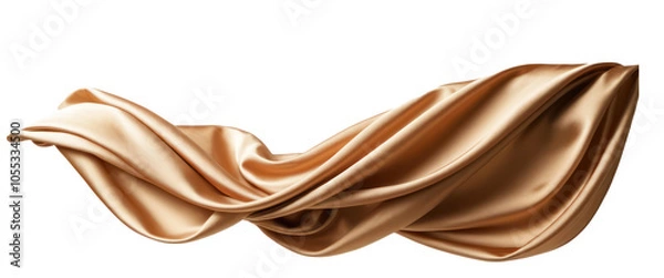 Obraz Almond color luxurious silk cloth floating in the air isolated on transparent background