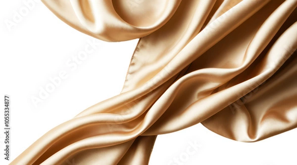 Obraz Almond color luxurious silk cloth floating in the air isolated on transparent background