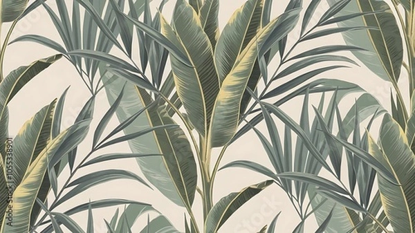 Fototapeta Seamless tropical pattern with palm leaves for fabric design and other uses.