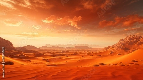 Fototapeta  Sunset in a lifeless desert