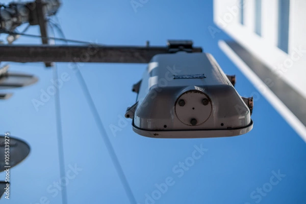 Fototapeta 真下から見上げた歩行者用信号機