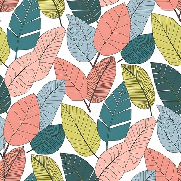 Obraz Pastels Tropical Leaf seamless pattern design for fashion textiles, graphics and crafts