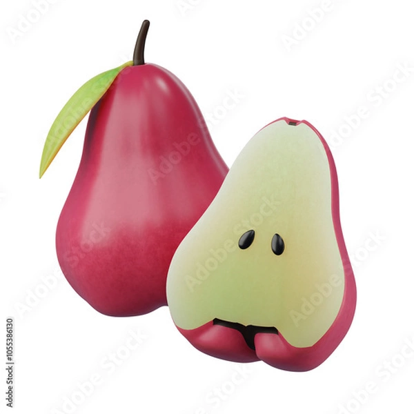 Fototapeta Ripe, juicy Rose apple, isolated on white background, perfect for healthy eating and nutrition, 3d rendering