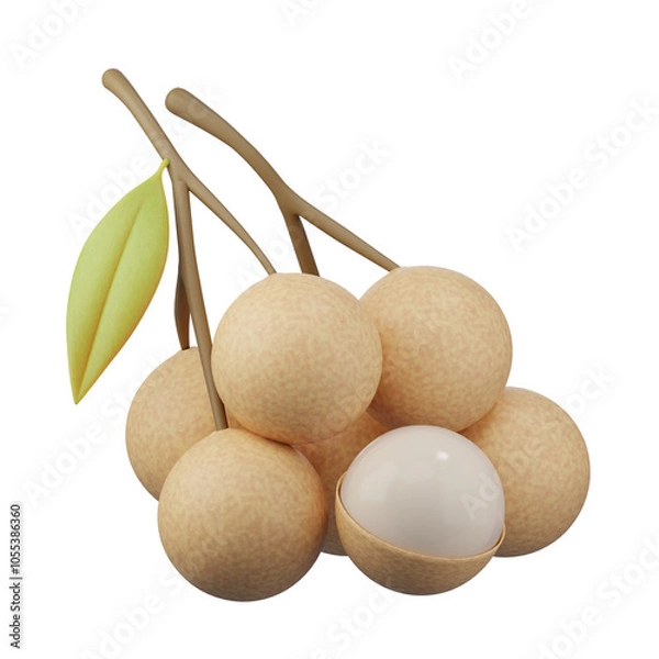Fototapeta Longan fruit, Fresh organic fruit , perfect fruit for a healthy breakfast, 3d rendering