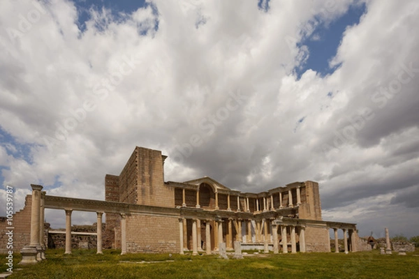 Fototapeta Sardis Gymnasium on a Cloudy Day