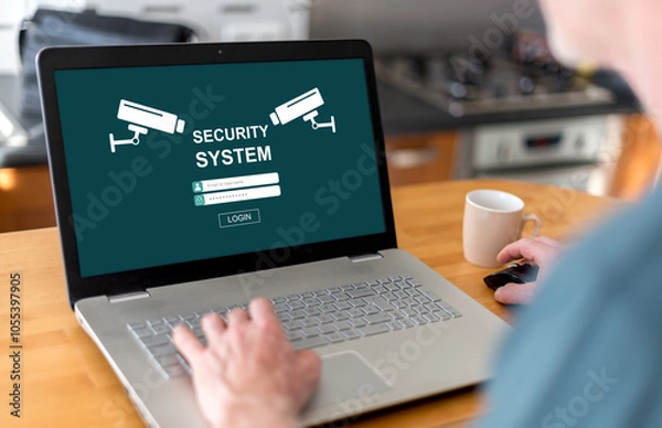 Fototapeta Security system concept on a laptop