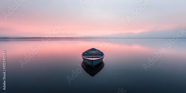 Obraz Solitude on tranquil lake at dawn: october serenity for calm reflection