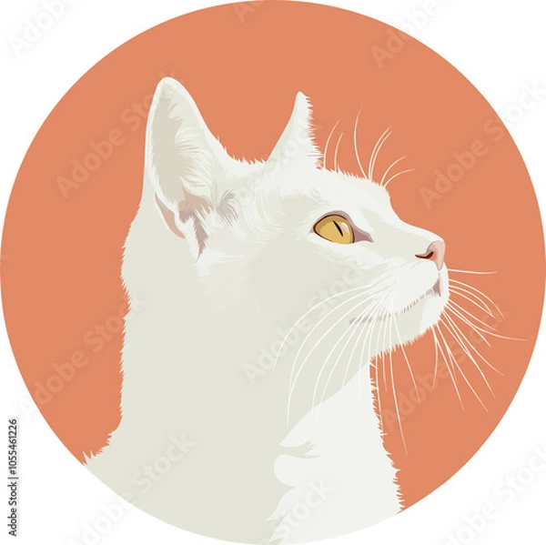 Fototapeta A white cat looking at something