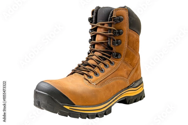 Fototapeta Sturdy hiking boot designed for rugged trails and outdoor adventures in varying weather conditions
