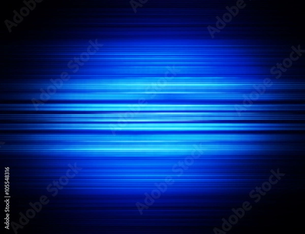 Obraz digitally generated image of blue light and stripes moving fast over black background