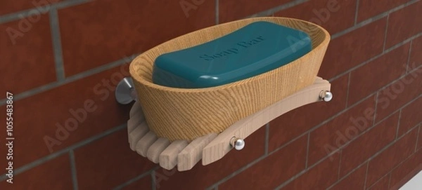 Fototapeta The image showcases a beautifully crafted natural wood table made from solid pine. The table features a rich, warm finish highlighting the wood's grain and texture. Its design is both rustic and mo