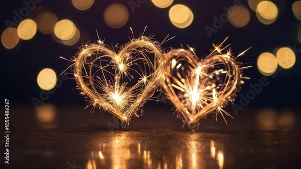 Fototapeta Valentine's day 14 february poster, banner, postcard, congratulations, Valentine's Day concept of a golden heart on a cloudy background