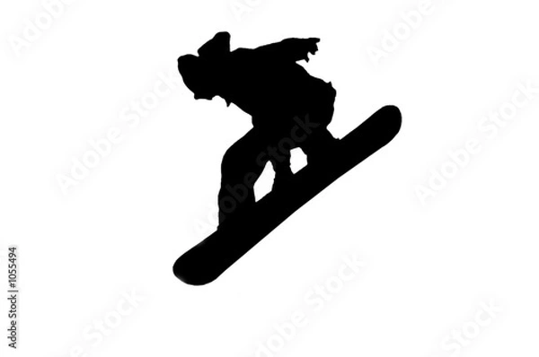 Fototapeta silhouette of a snowboarder jumping high in the ai