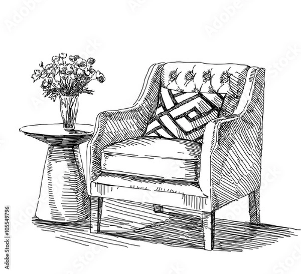 Obraz Modern interior hand drawing vector.