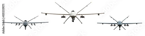 Fototapeta Modern UAV drone with camera isolated on transparent background.