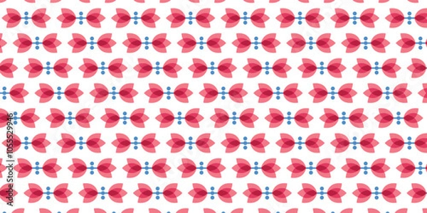 Obraz simple and cute pattern with floral and circle motif on white background