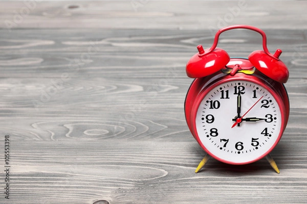 Obraz Red retro clock showing 03:00 am or pm