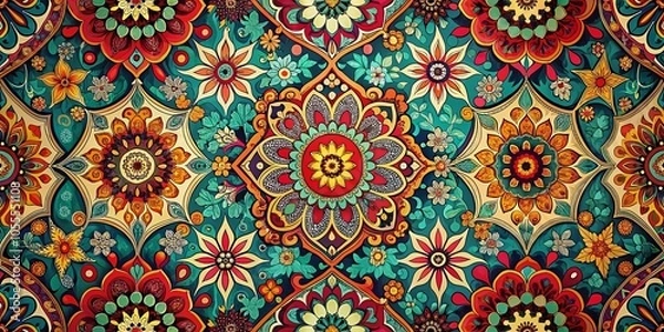 Fototapeta Surreal Optical Art Background with Retro Patterns for Modern Textile and Wallpaper Design