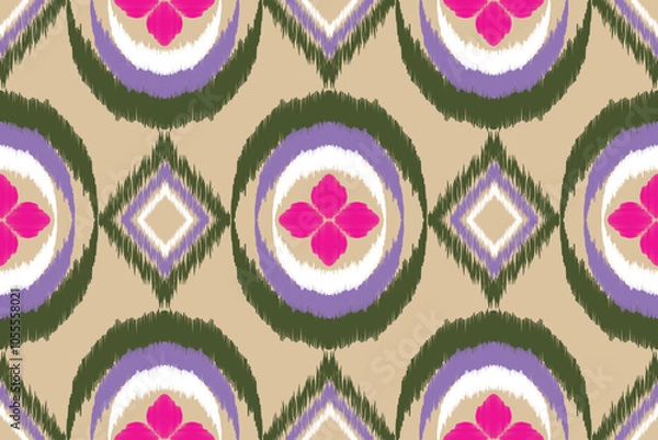 Fototapeta Ethnic seamless geometric ikat pattern, native pattern