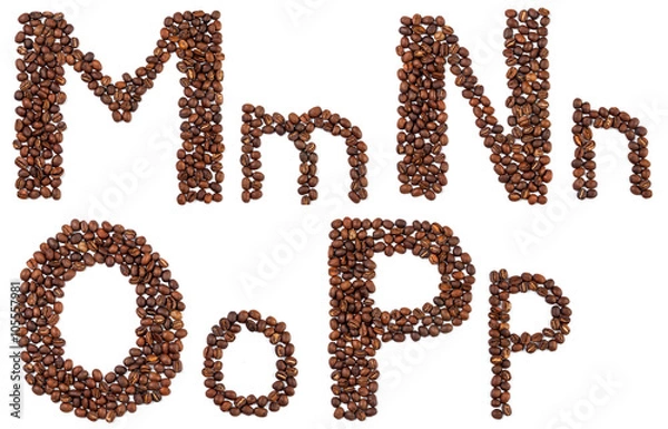 Obraz alphabet from coffee beans isolated