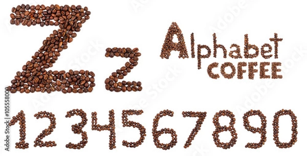 Obraz alphabet from coffee beans isolated