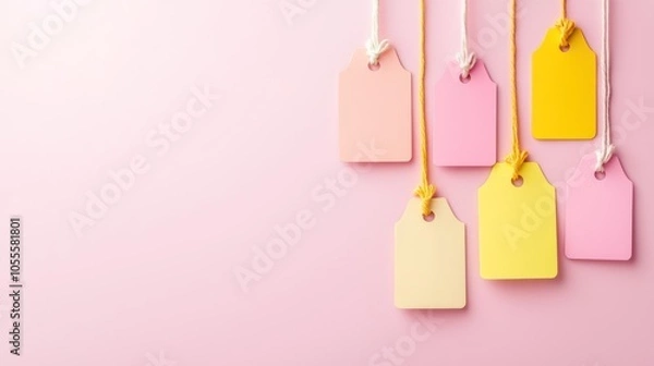 Fototapeta Vibrant Gradient Price Tags on Poster Background with Copy Space in High Luminosity - 32K C4D Concept
