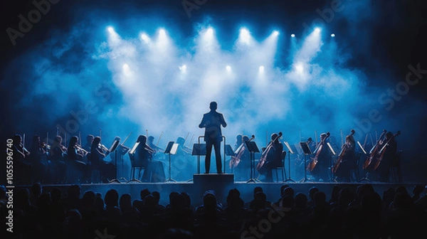 Fototapeta A symphony orchestra on stage . AI generative.