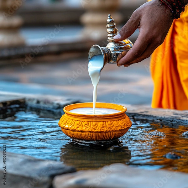 Obraz Priest Conducting Sacred Rudra Abhishek Ritual