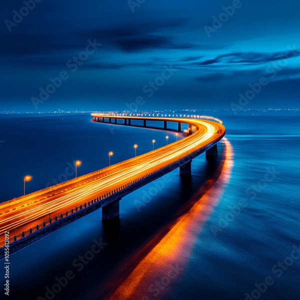 Obraz Stunning Night View of Worli Sea Link Bridge in Mumbai