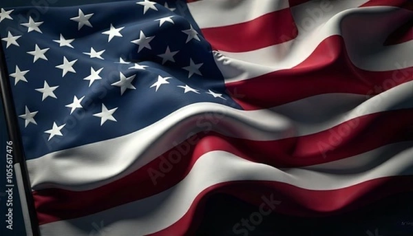 Fototapeta Patriotic U.S. Flag in 3D Animation