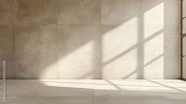 Fototapeta Empty office wall mockup with neutral colors, perfect for placing artwork, signage, or design previews.