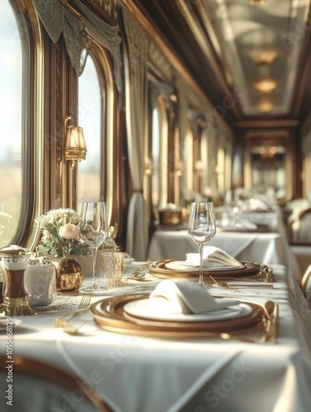 Obraz Train dining car with table for two