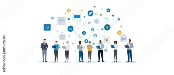Fototapeta Diverse Team Engaged in Flat Design Concepts